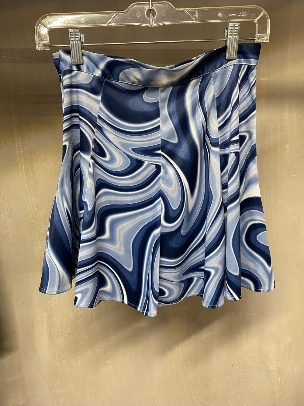 Blue Swirl Satin Mini Skirt